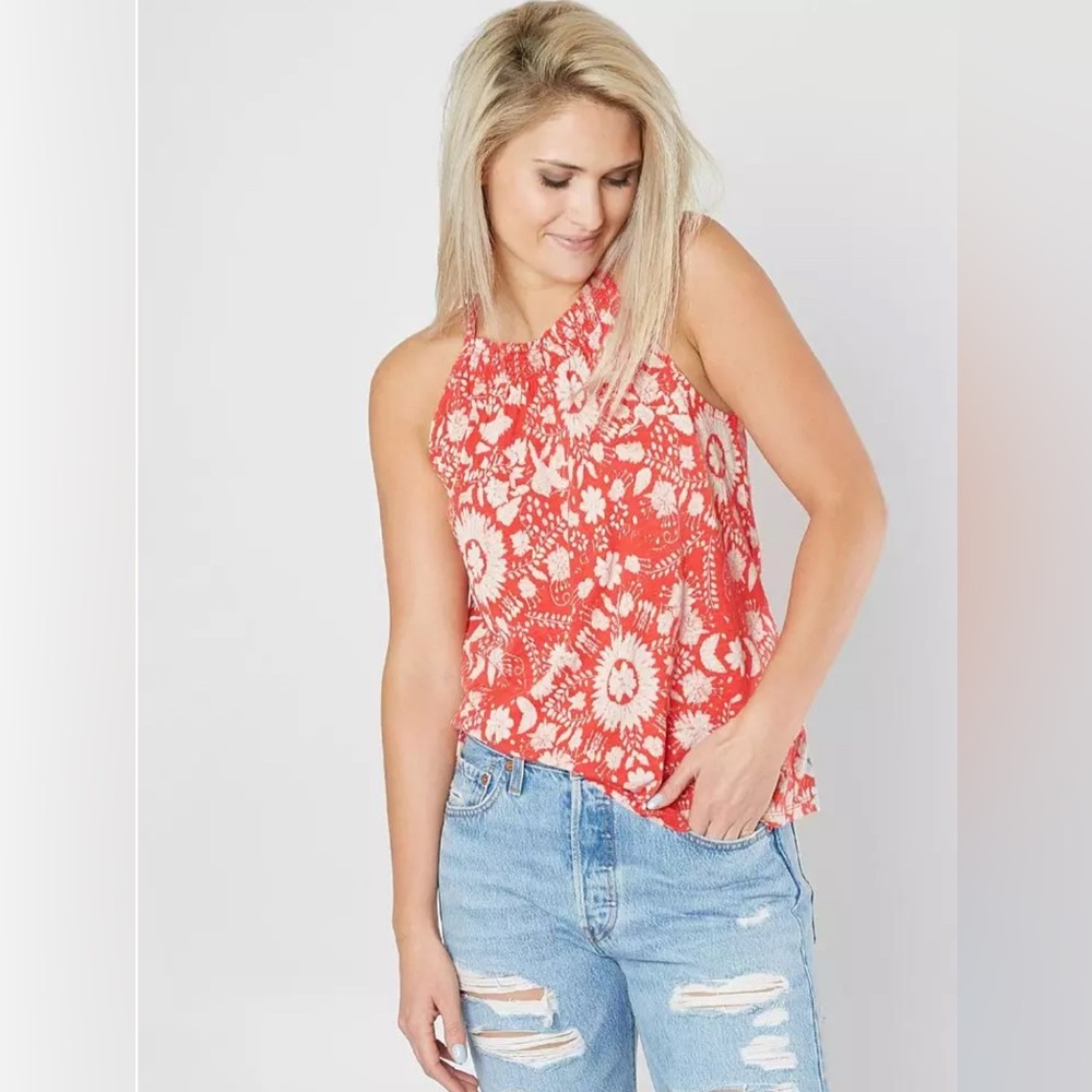 Lucky Brand  Floral Tank Top. Color Rust